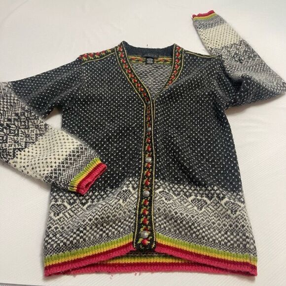 Limited VTG Wool Angora Rabbit Hair Nordic Cardigan Sweater Size Small - Picture 7 of 10